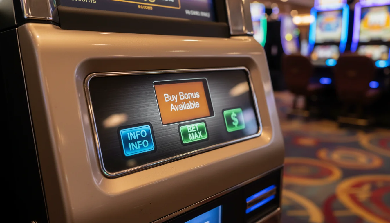 A player selects a feature buy on a slot machine